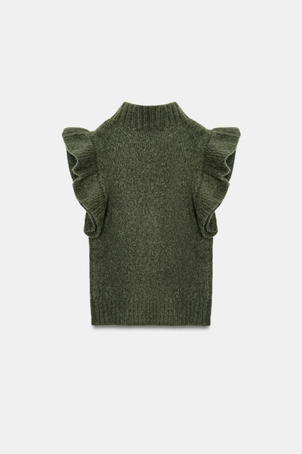 ЖИЛЕТ ИЗ ШЕРСТИ С ВОЛАНАМИ