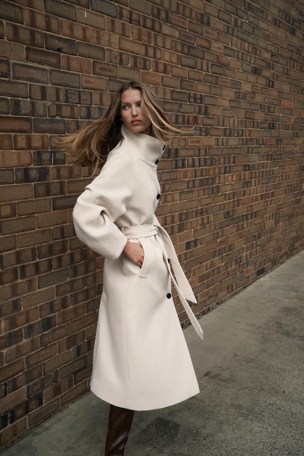 ДЛИННОЕ ПАЛЬТО ИЗ ШЕРСТИ С ВОРОТНИКОМ СТОЙКОЙ