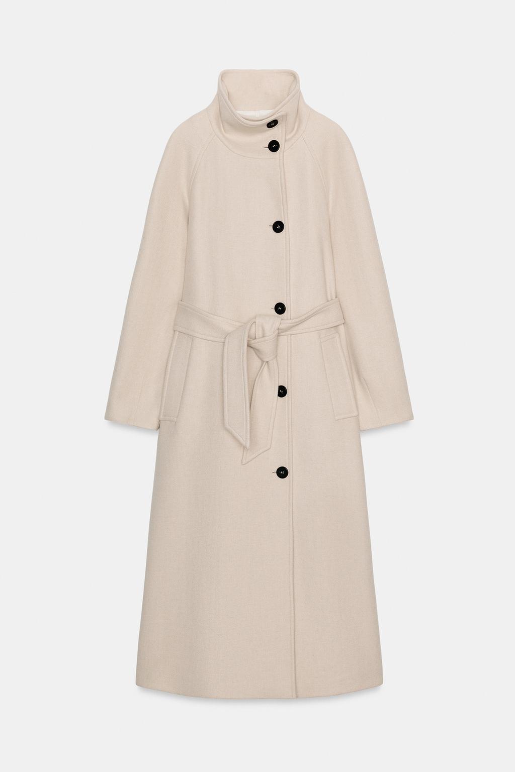 ДЛИННОЕ ПАЛЬТО ИЗ ШЕРСТИ С ВОРОТНИКОМ СТОЙКОЙ