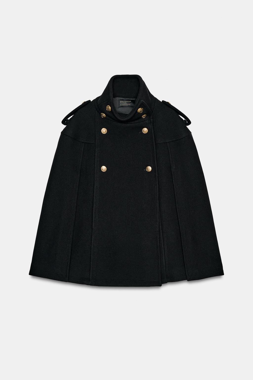 НАКИДКА ИЗ СМЕСОВОЙ ШЕРСТИ С МЕТАЛЛИЧЕСКИМИ ПУГОВИЦАМИ — ZW COLLECTION