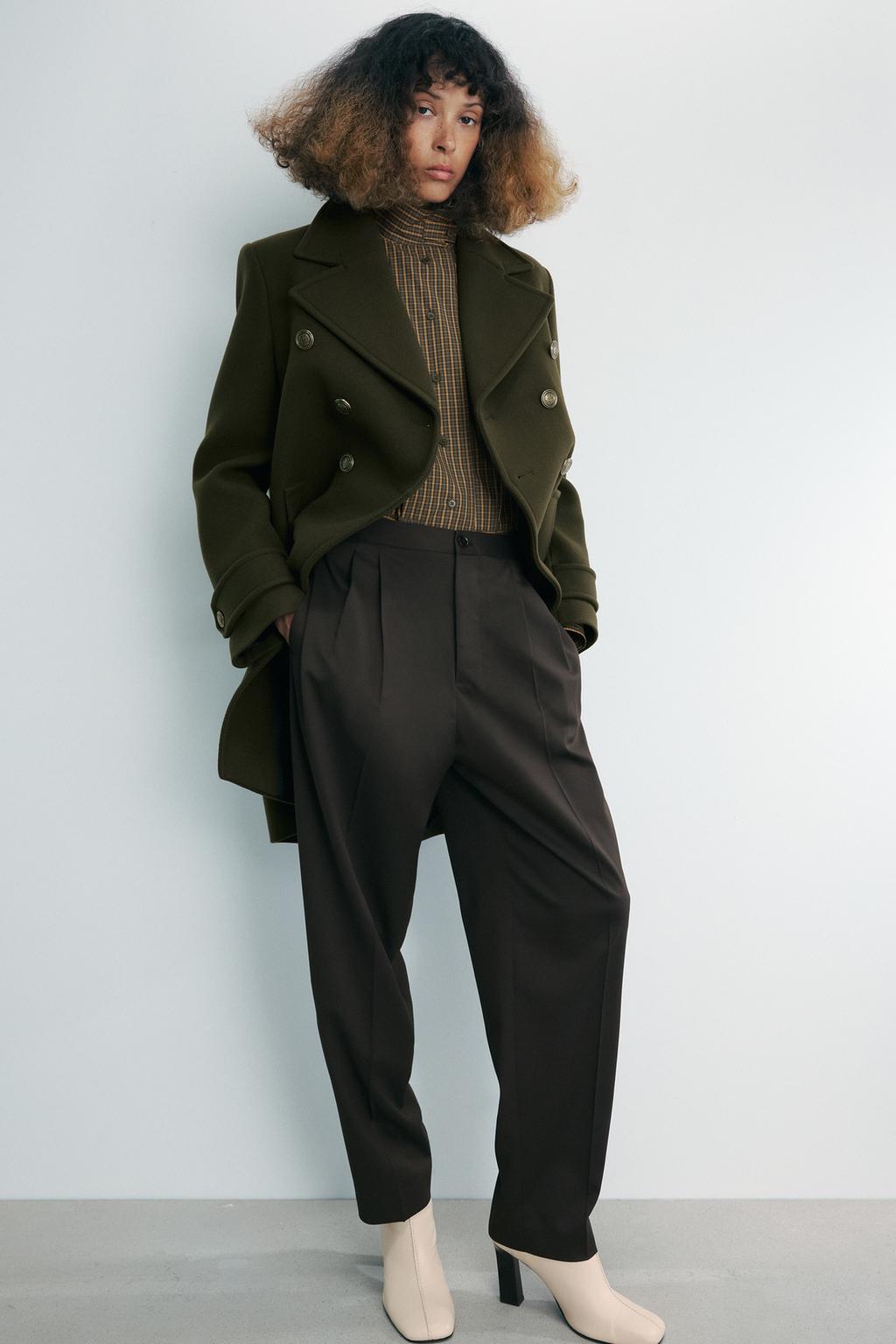 АСИММЕТРИЧНОЕ ПАЛЬТО ИЗ СМЕСОВОЙ ШЕРСТИ С ПУГОВИЦАМИ — ZW COLLECTION