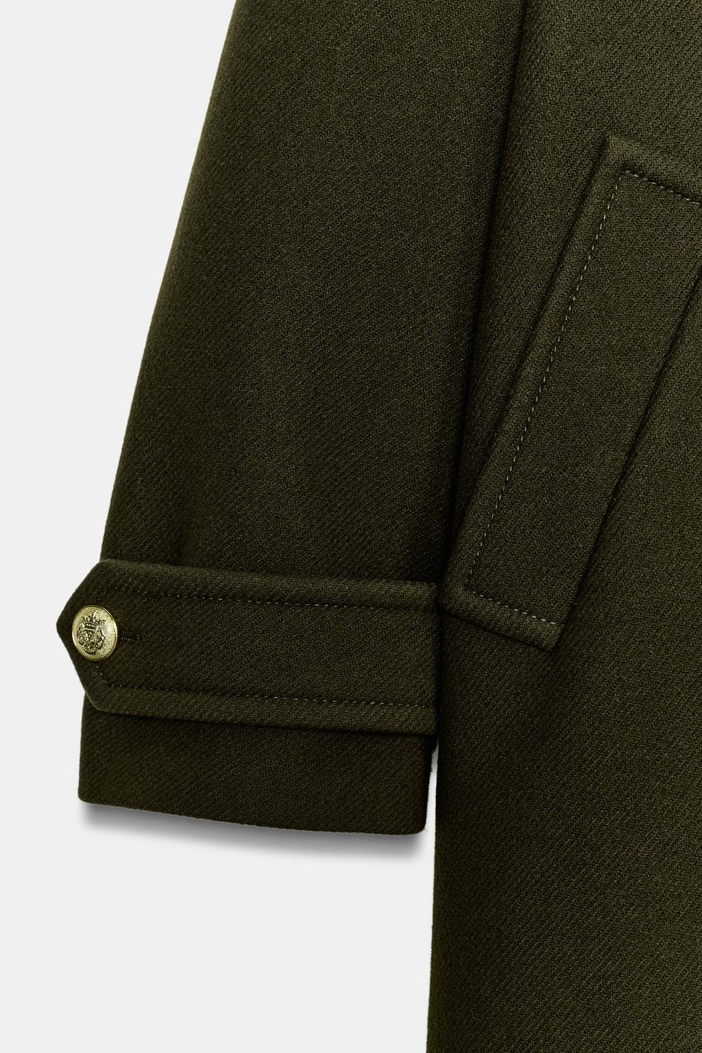 АСИММЕТРИЧНОЕ ПАЛЬТО ИЗ СМЕСОВОЙ ШЕРСТИ С ПУГОВИЦАМИ — ZW COLLECTION