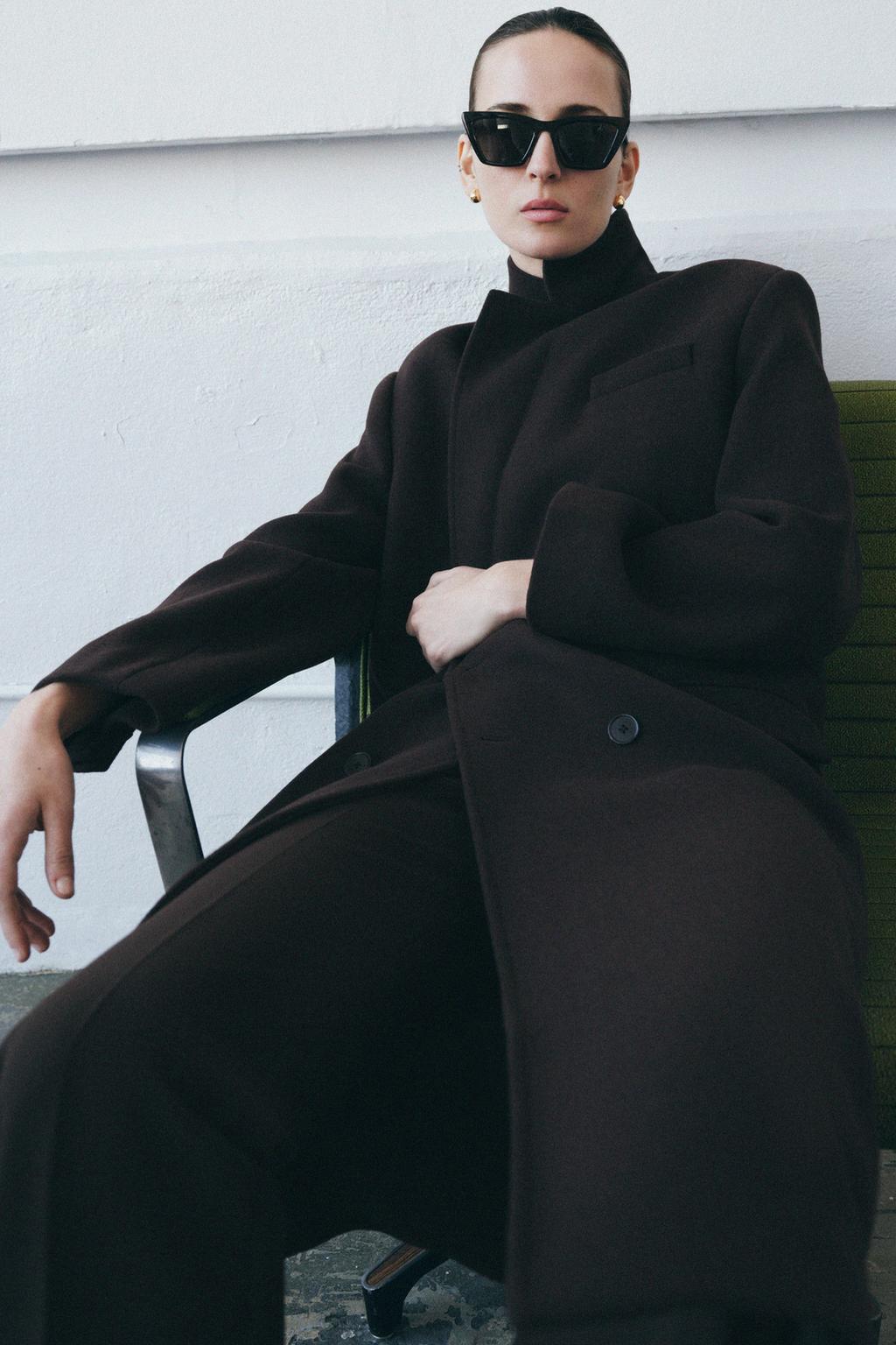 ДВУБОРТНОЕ ПАЛЬТО ОВЕРСАЙЗ ИЗ ШЕРСТИ — ZW COLLECTION