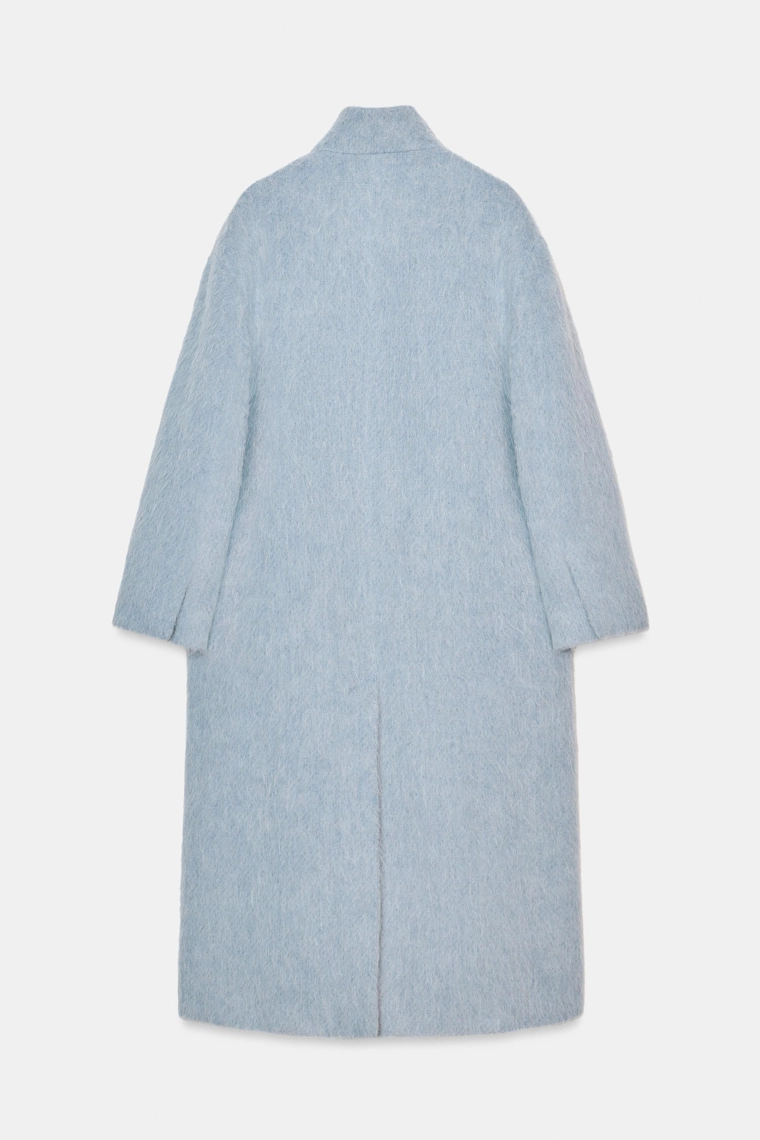 Прямое пальто из шерсти manteco коллекции zara