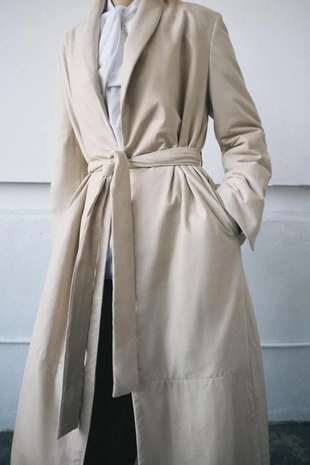 Стеганое кожаное пальто ZW COLLECTION LIMITED EDITION- Заказать в России