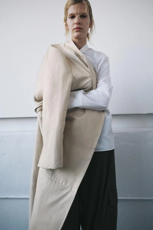 Стеганое кожаное пальто ZW COLLECTION LIMITED EDITION- Заказать в России