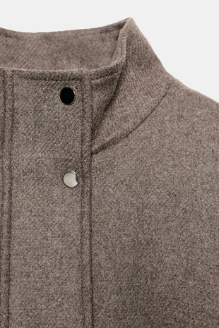 Короткое пальто из смесовой шерсти с поясом- Заказать в России