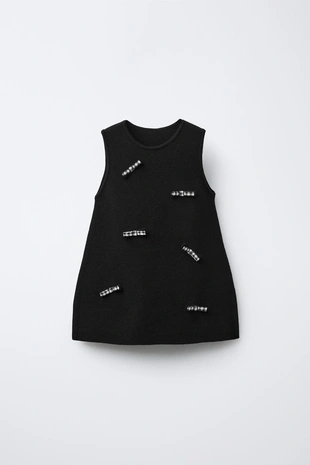 Трикотажное платье с бантами в клетку виши- Заказать в России