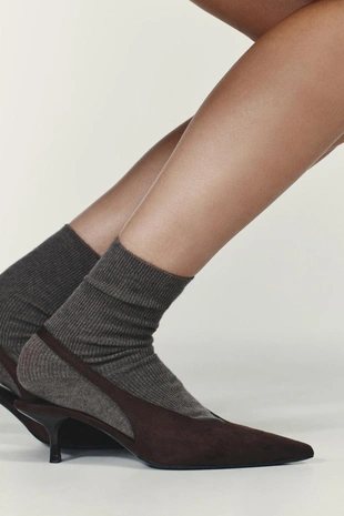 Туфли-мюли на среднем тонком каблуке- Заказать в России