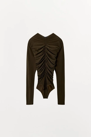 Боди из полиамида со сборками- Заказать в России