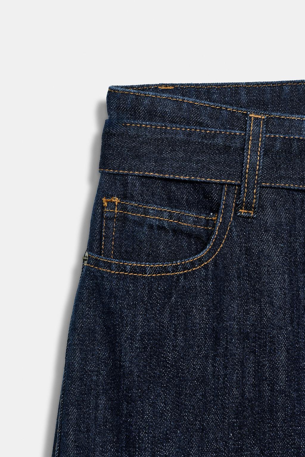 ДЖИНСЫ WIDE LEG С ВЫСОКОЙ ПОСАДКОЙ И РЕМНЕМ — ZW COLLECTION