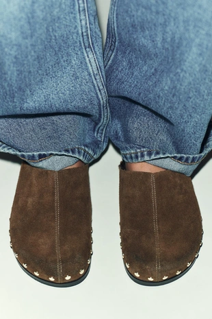 Кожаные сабо с заклепками- Заказать в России