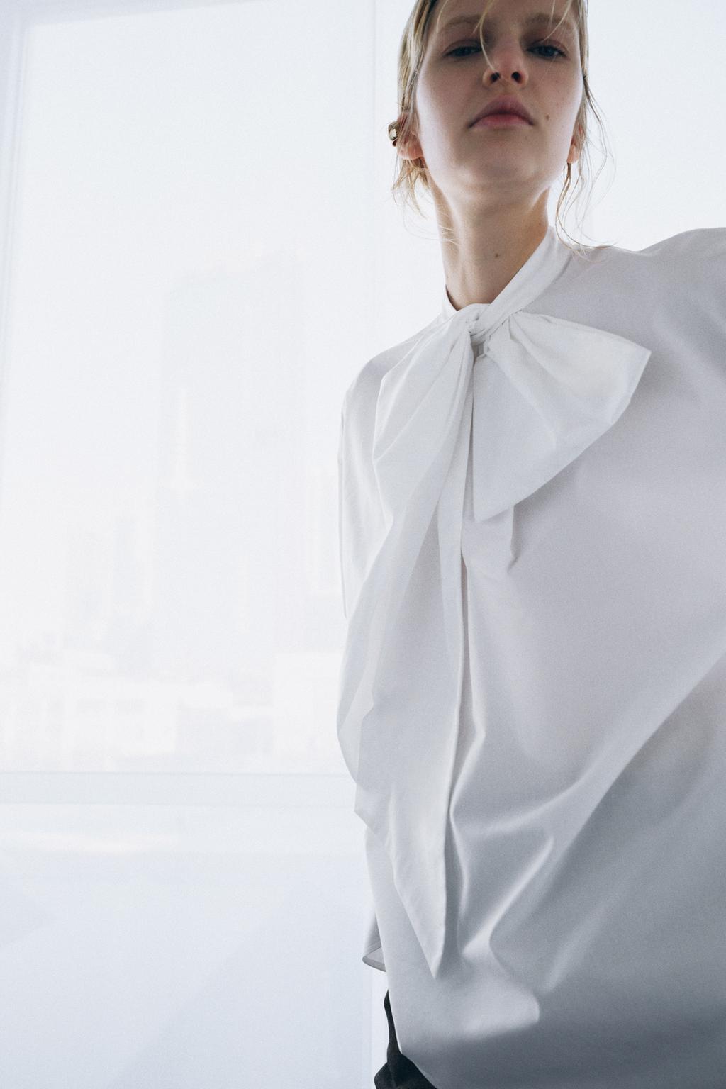 РУБАШКА ИЗ ПОПЛИНА С ЗАВЯЗКАМИ — ZW COLLECTION