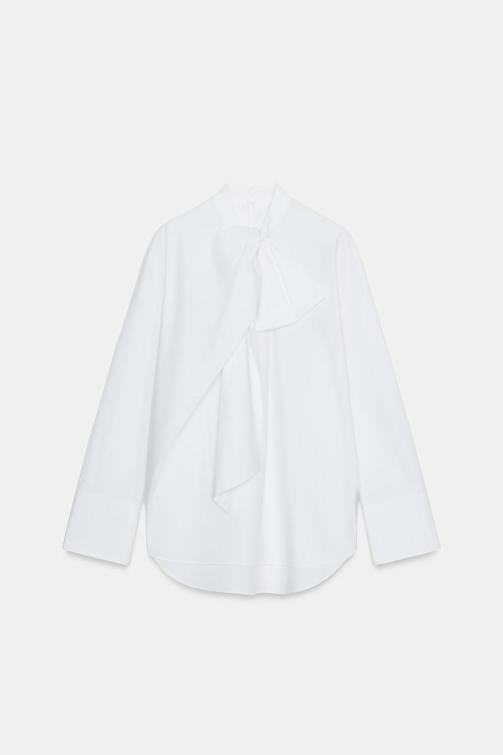 РУБАШКА ИЗ ПОПЛИНА С ЗАВЯЗКАМИ — ZW COLLECTION