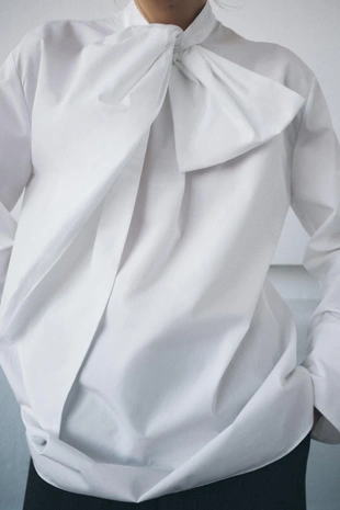 Рубашка из поплина с завязками — ZW COLLECTION- Заказать в России