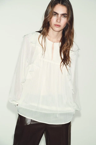 Блуза со складками и воланами- Заказать в России