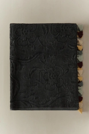 Хлопковое велюровое полотенце с жаккардовым узором и кисточками- Заказать в России