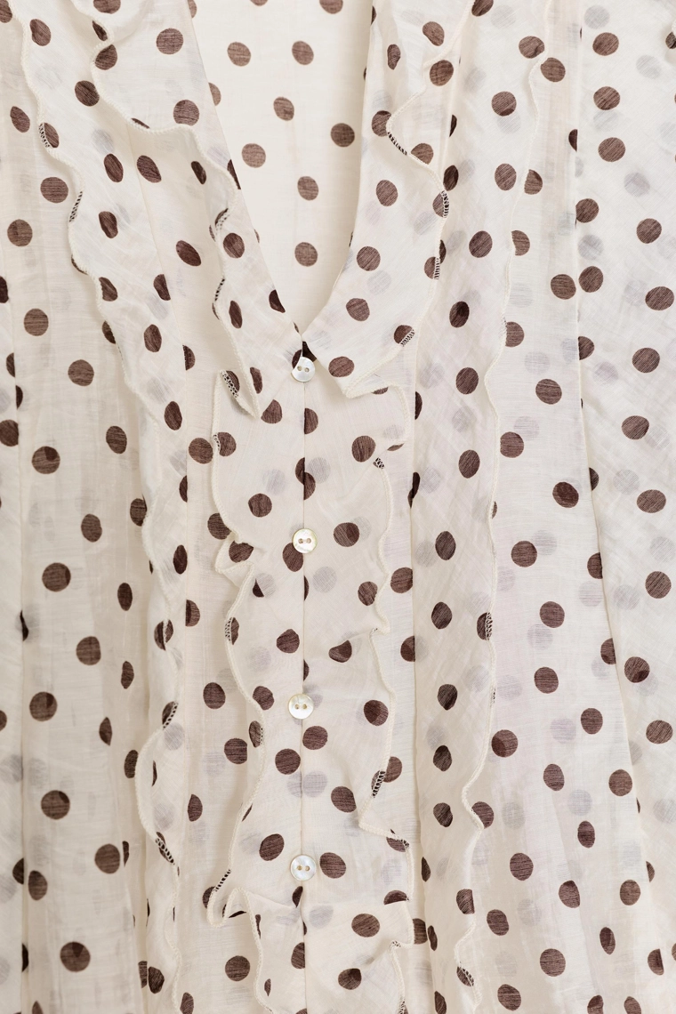 Блуза с оборками и горошками