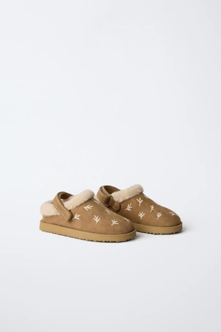 Сабо с вышивкой и мехом- Заказать в России