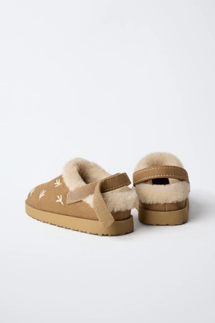 Сабо с вышивкой и мехом- Заказать в России