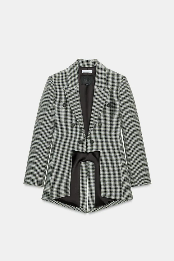 АСИММЕТРИЧНЫЙ БЛЕЙЗЕР В КЛЕТКУ ИЗ ШЕРСТЯНОЙ ТКАНИ — коллекция Zara «ZW» 