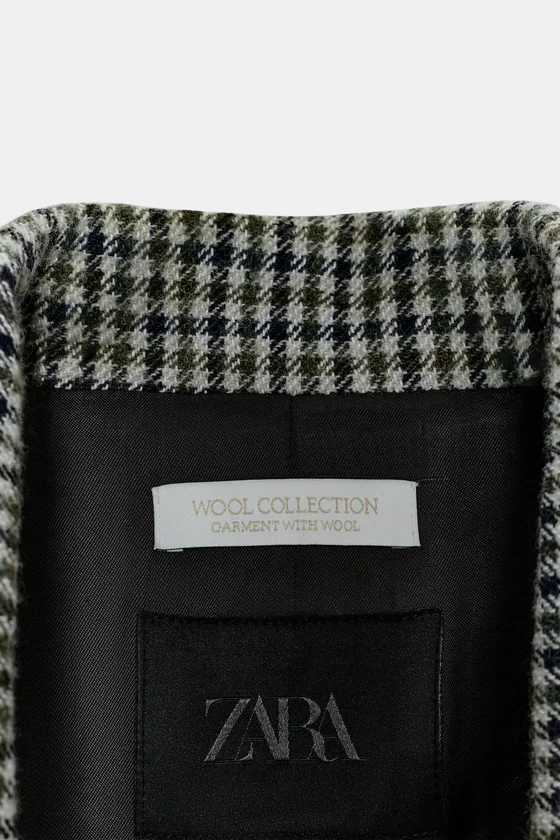 АСИММЕТРИЧНЫЙ БЛЕЙЗЕР В КЛЕТКУ ИЗ ШЕРСТЯНОЙ ТКАНИ — коллекция Zara «ZW» 