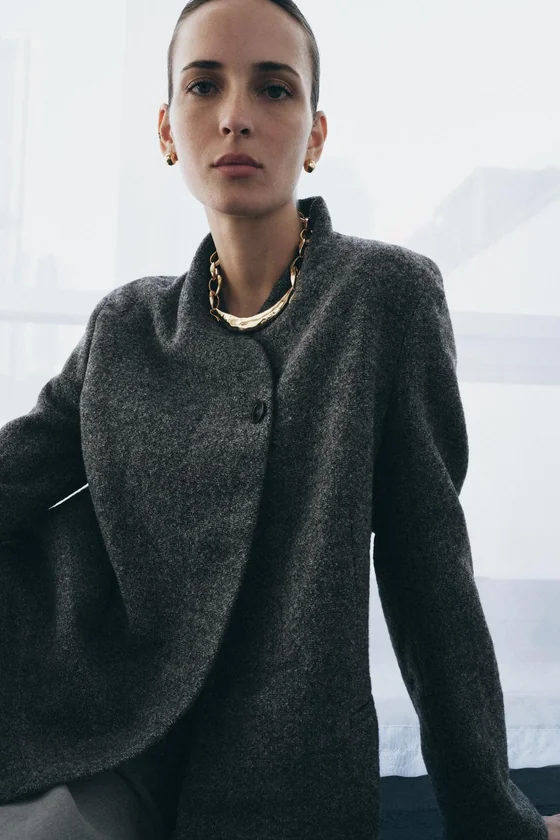 БЛЕЙЗЕР ИЗ ШЕРСТИ С ПУГОВИЦЕЙ — коллекция Zara «ZW» 