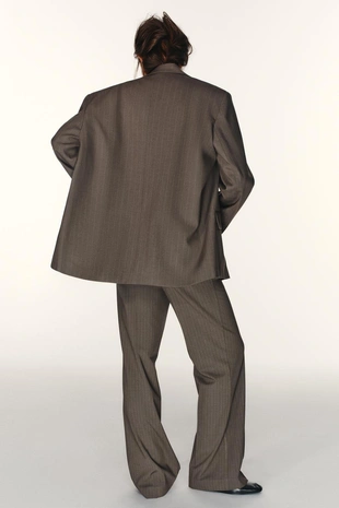 Блейзер OVERSIZE в полоску из двойной ткани- Заказать в России