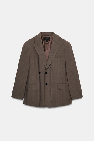 Блейзер OVERSIZE в полоску из двойной ткани- Заказать в России