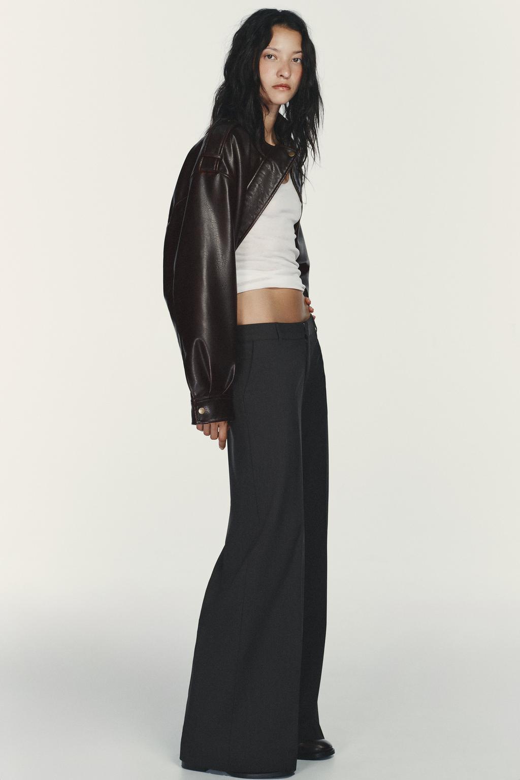 БРЮКИ В ТОНКУЮ ПОЛОСКУ С НИЗКОЙ ПОСАДКОЙ