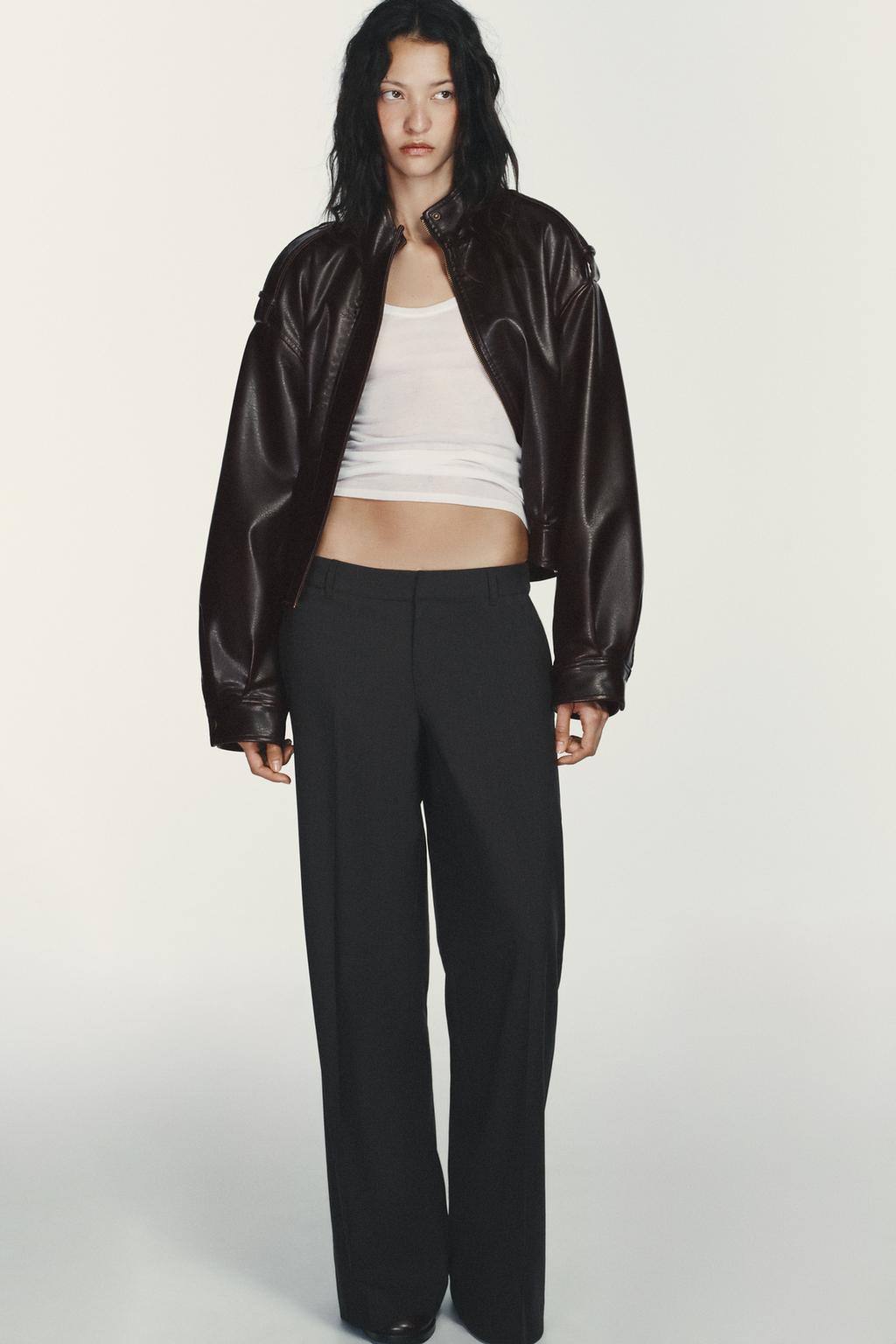 БРЮКИ В ТОНКУЮ ПОЛОСКУ С НИЗКОЙ ПОСАДКОЙ