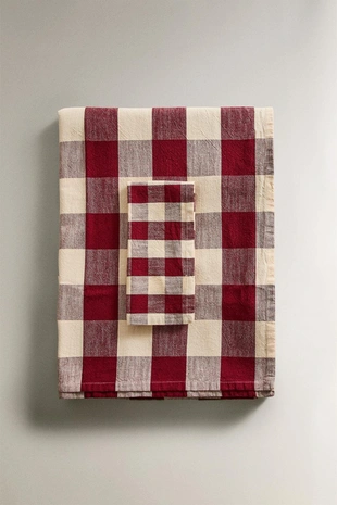 Хлопковый скатерть в крупную клетку- Заказать в России