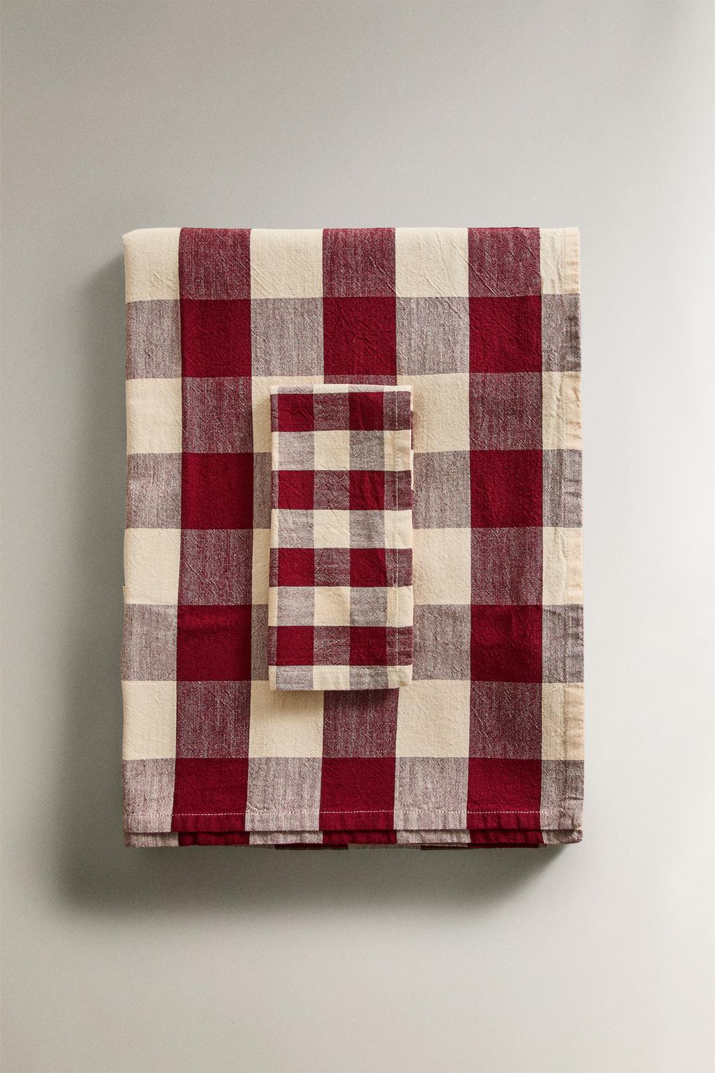 Хлопковый скатерть в крупную клетку