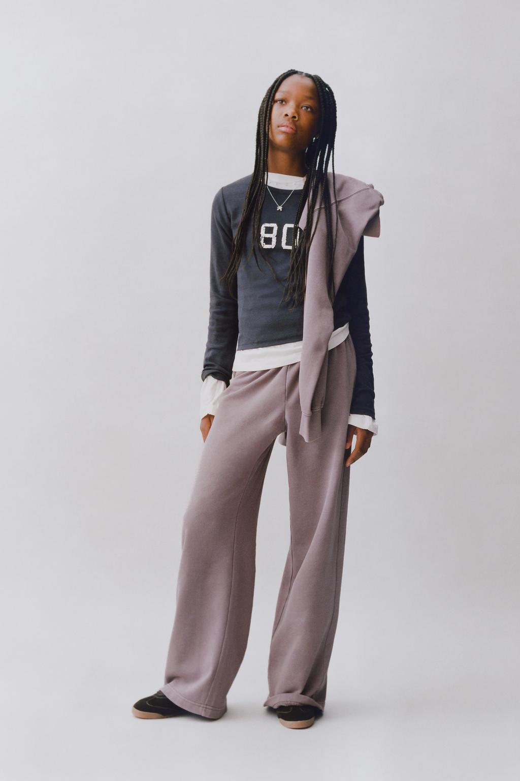 БРЮКИ WIDE LEG С ЭФФЕКТОМ ПОТЕРТОСТИ