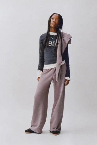 Брюки WIDE LEG с эффектом потертости- Заказать в России