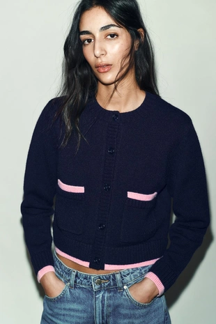 Комбинированный кардиган- Заказать в России