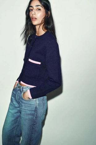 Комбинированный кардиган- Заказать в России