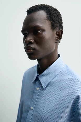 Рубашка свободного кроя в полоску- Заказать в России