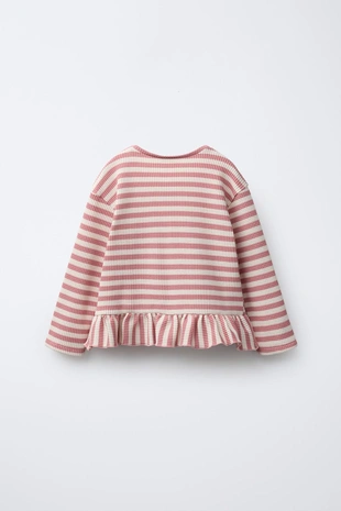 Вафельная футболка с баской в полоску- Заказать в России