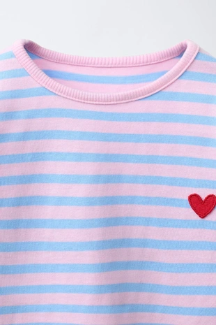 Лонгслив в полоску с вышитым сердцем- Заказать в России