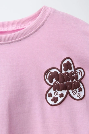 Лонгслив с рельефным принтом- Заказать в России