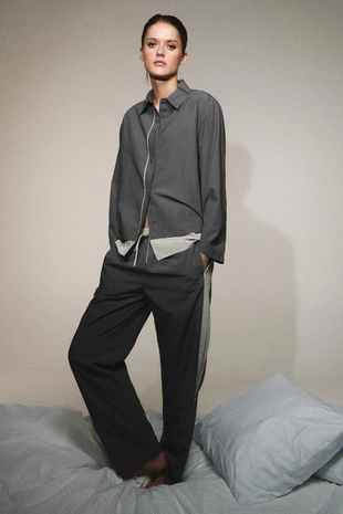 Брюки в полоску из смесовой вискозы- Заказать в России