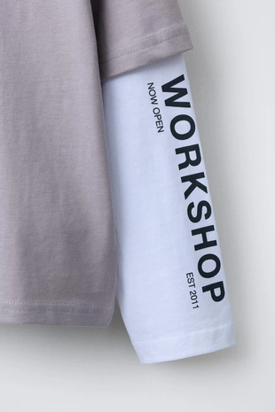 Лонгслив с двойными рукавами и надписью- Заказать в России