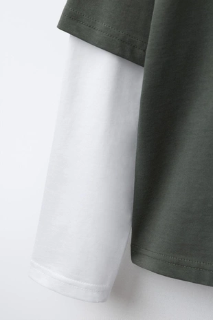 Лонгслив с двойными рукавами и надписью- Заказать в России