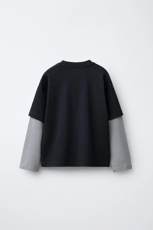 Лонгслив с двойными рукавами и надписью- Заказать в России