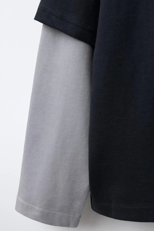 Лонгслив с двойными рукавами и надписью- Заказать в России