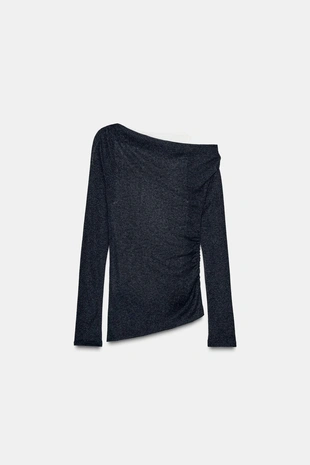 Футболка асимметричного кроя с эффектом двойной ткани- Заказать в России