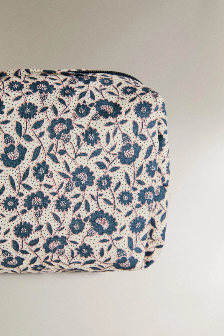Детский синий хлопковый косметичка с цветочным принтом