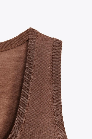 Light brown | 2893/054/730 - Zara Топ из 100% шерсти без рукавов