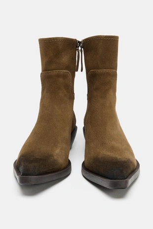 Кожаные ботинки с эффектом потертости- Заказать в России